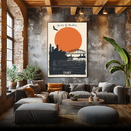 シドニーシルエット – Harbor Bridge Reflections ポスター