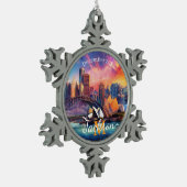 シドニースカイライン抽象芸術アート スノーフレークピューターオーナメント (左)