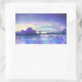 シドニーハーバーオペラハウスパープルサンセット絵画ズ 長方形シール (バッグ)