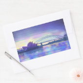 シドニーハーバーオペラハウスパープルサンセット絵画ズ 長方形シール (封筒)