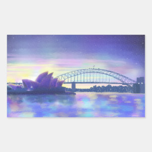 シドニーハーバーオペラハウスパープルサン絵画セットズ 長方形シール