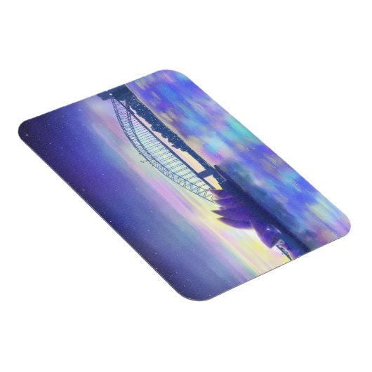 シドニーハーバーパープルサンセットシティアート絵画ズ マグネット (右側)