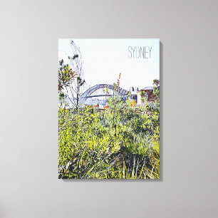 シドニーハーバーブリッジと先住民プラント キャンバスプリント