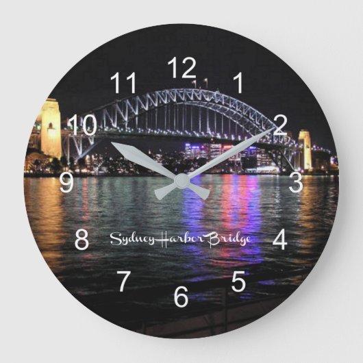 シドニーハーバーブリッジ,ラベル付き ラージ壁時計 (正面)
