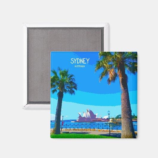 シドニーハーバーヴィンテージトラベルアートマジント マグネット (正面/裏面)