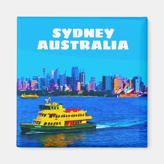 シドニーハーバーヴィンテージトラベルアートマジント マグネット (正面)