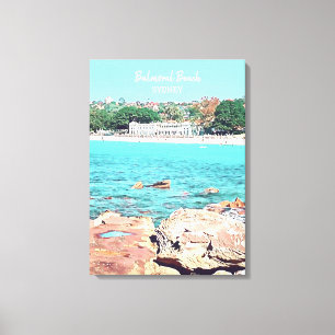 シドニーバルモラルビーチレトロバザースパビリオン キャンバスプリント