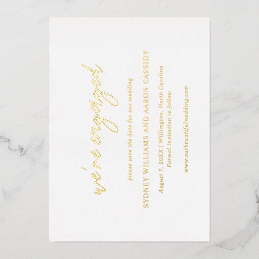 シドニーモダンウェディングの日付の保存 箔招待状 (正面)