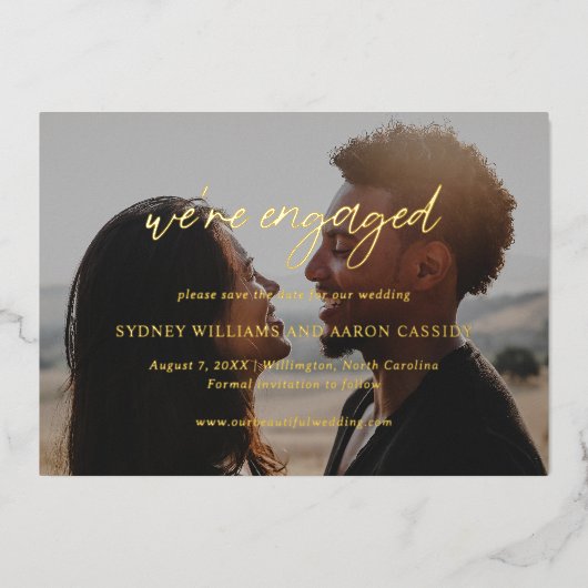 シドニーモダンウェディングの日付の保存 箔招待状 (正面)