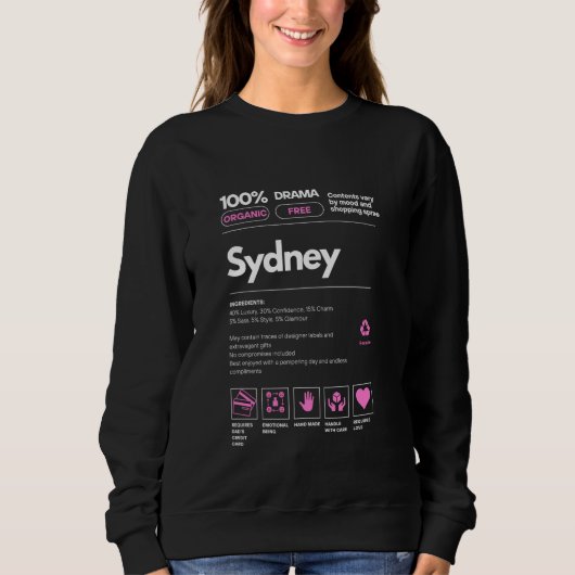 シドニー女性のための名前のギフトSydney Imictic Nutrit スウェットシャツ (正面)