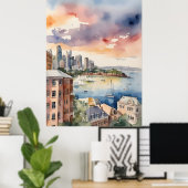 シドニー水彩画 ポスター (ホームオフィス)