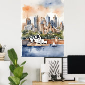 シドニー水彩画 ポスター (ホームオフィス)