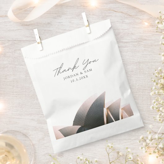 シドニー結婚式の引き出物オペラハウスサンキューフォト フェイバーバッグ (クリップ留めされた状態)