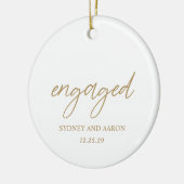 シドニー金ゴールド初めてのクリスマス婚約したモダン セラミックオーナメント (左)