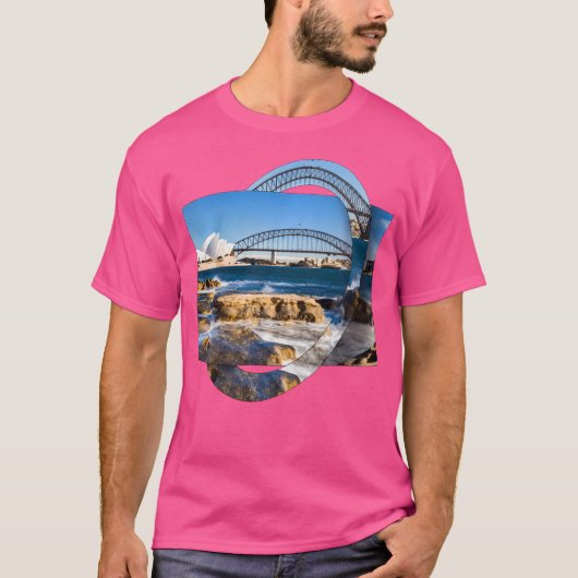シドニー・オーストラリア湾のオペラとBriの風景 Tシャツ (正面)