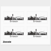 シドニー（オーストラリア） |ブラック&ホワイトシティのスカイライン 長方形シール (シート)
