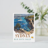 シドニー・オーストラリア・ヴィンテージのポスターを復元 ポストカード (スタンド正面)