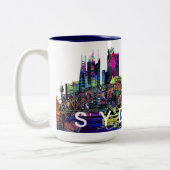 シドニー、オーストラリア(落書き) ツートーンマグカップ (左)