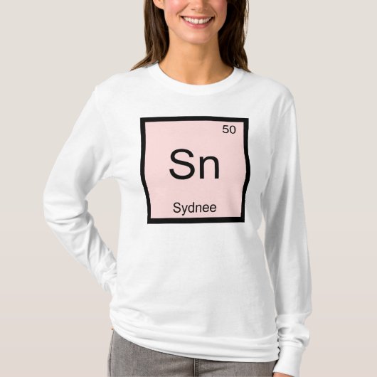 シドニー 名前 化学元素周期表 Tシャツ (正面)