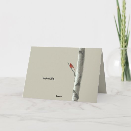 シナの木とルビー色のカーディナル ありがとう サンキューカード (裏面)