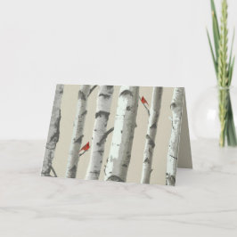 シナの木とルビー色のカーディナル ありがとう サンキューカード