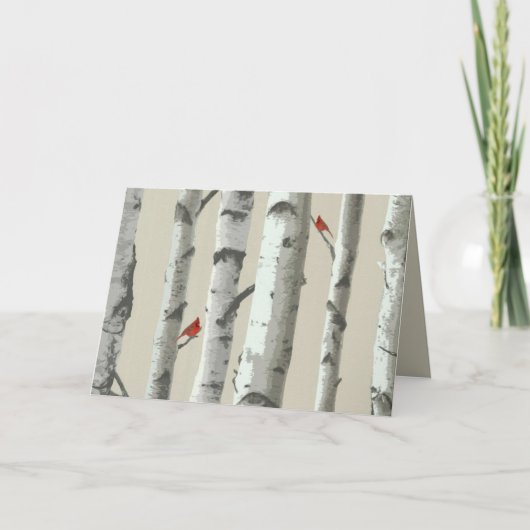 シナの木とルビー色のカーディナル ありがとう サンキューカード (正面)