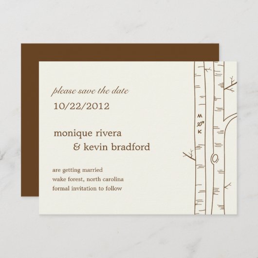 シナの木のセーブ・ザ・デートのお知らせ - スケッチ セーブザデート (正面/裏面)