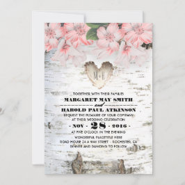 シナの木の樹皮ハート ナチュラル カントリーウェディング 招待状