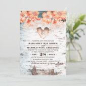 シナの木の皮に彫られたハート　素朴なカントリーウェディング 招待状 (スタンド正面)