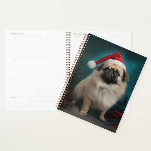 シナの雪のクリスマスの北京犬 プランナー手帳 (ディスプレー)