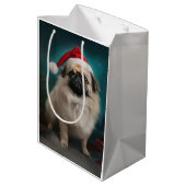 シナの雪のクリスマスの北京犬 ミディアムペーパーバッグ (裏面アングル)