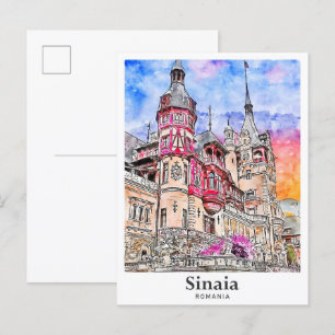 シナイアルーマニア旅行水の色の手描き ポストカード