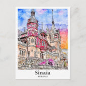 シナイアルーマニア旅行水の色の手描き ポストカード (正面)