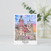 シナイアルーマニア旅行水の色の手描き ポストカード (スタンド正面)