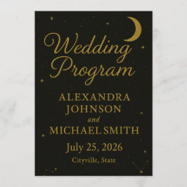 シナエレガントルブラック&金ゴールド結婚式 プログラム