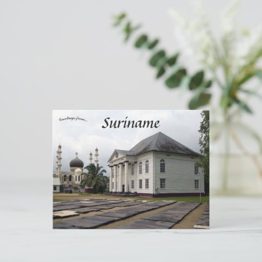 シナゴーグとモスク・パラマリボ・スリナム ポストカード (スタンド正面)