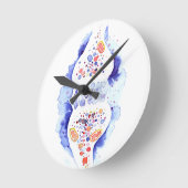 シナプスと神経インパルスキャンバスのプリント ラウンド壁時計 (傾斜)