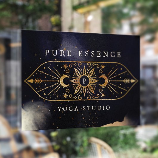 シナホリスティックル太陽と月のダークインクモノグラム ウィンドウサイン