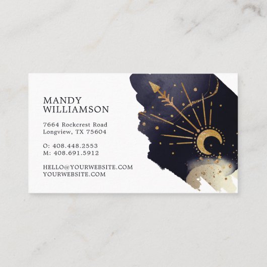 シナホリスティックル太陽と月のダークインクモノグラム 名刺 (裏面)