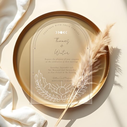 シナミニマルルホリスティックボーホムーン&スターズアーチ アクリル招待状