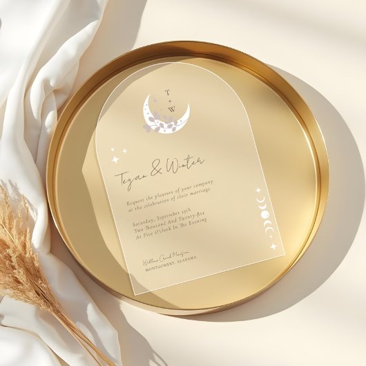 シナミニマルルホリスティックボーホムーン&スターズアーチ アクリル招待状