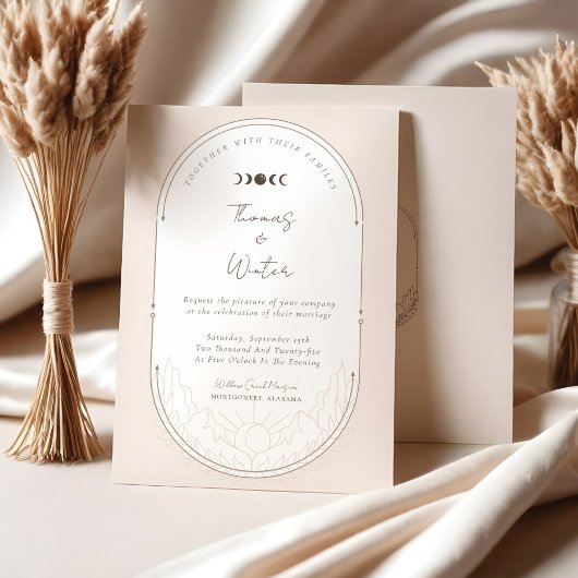 シナミニマルルホリスティックムーン&スターズモノグラム 招待状