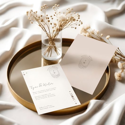 シナミニマルルホリスティックムーン&スターズモノグラム 招待状