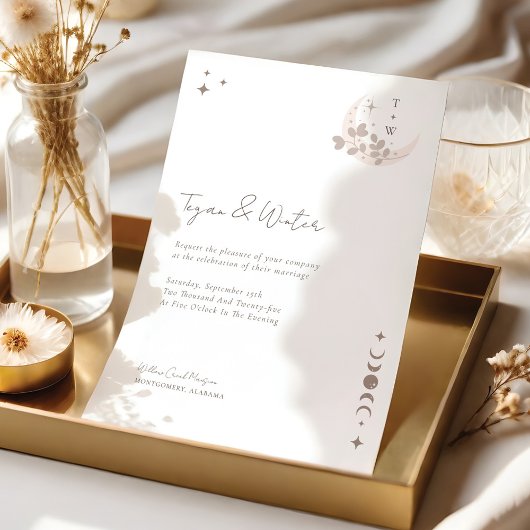 シナミニマルルホリスティックムーン&スターズモノグラム 招待状