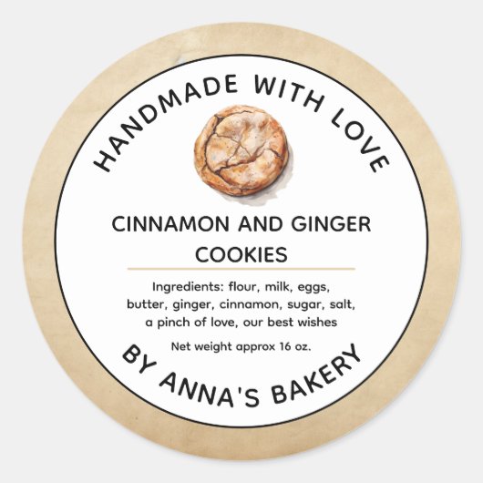 シナモンとジンジャーのクッキーのラベル ラウンドシール (正面)