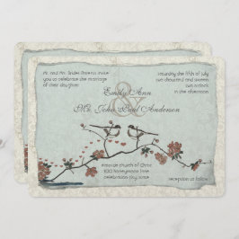 シナモンとブルーラブバードダマスクウェディング招待状 招待状
