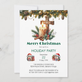 シナモンとベリーのクリスマスクロス キャンドル 招待状