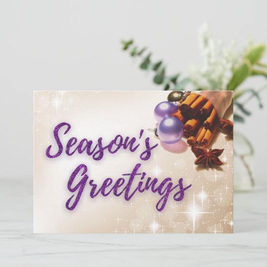 シナモンと紫のグリッタースクリプトのクリスマスフォト (スタンド正面)