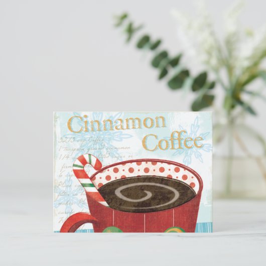 シナモンのコーヒーが付いている休日のマグ シーズンポストカード (スタンド正面)