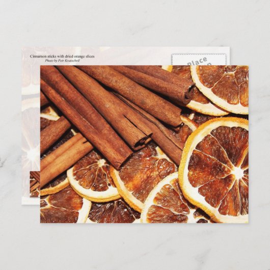 シナモンは乾燥したオレンジのスライスとスティック ポストカード (正面/裏面)